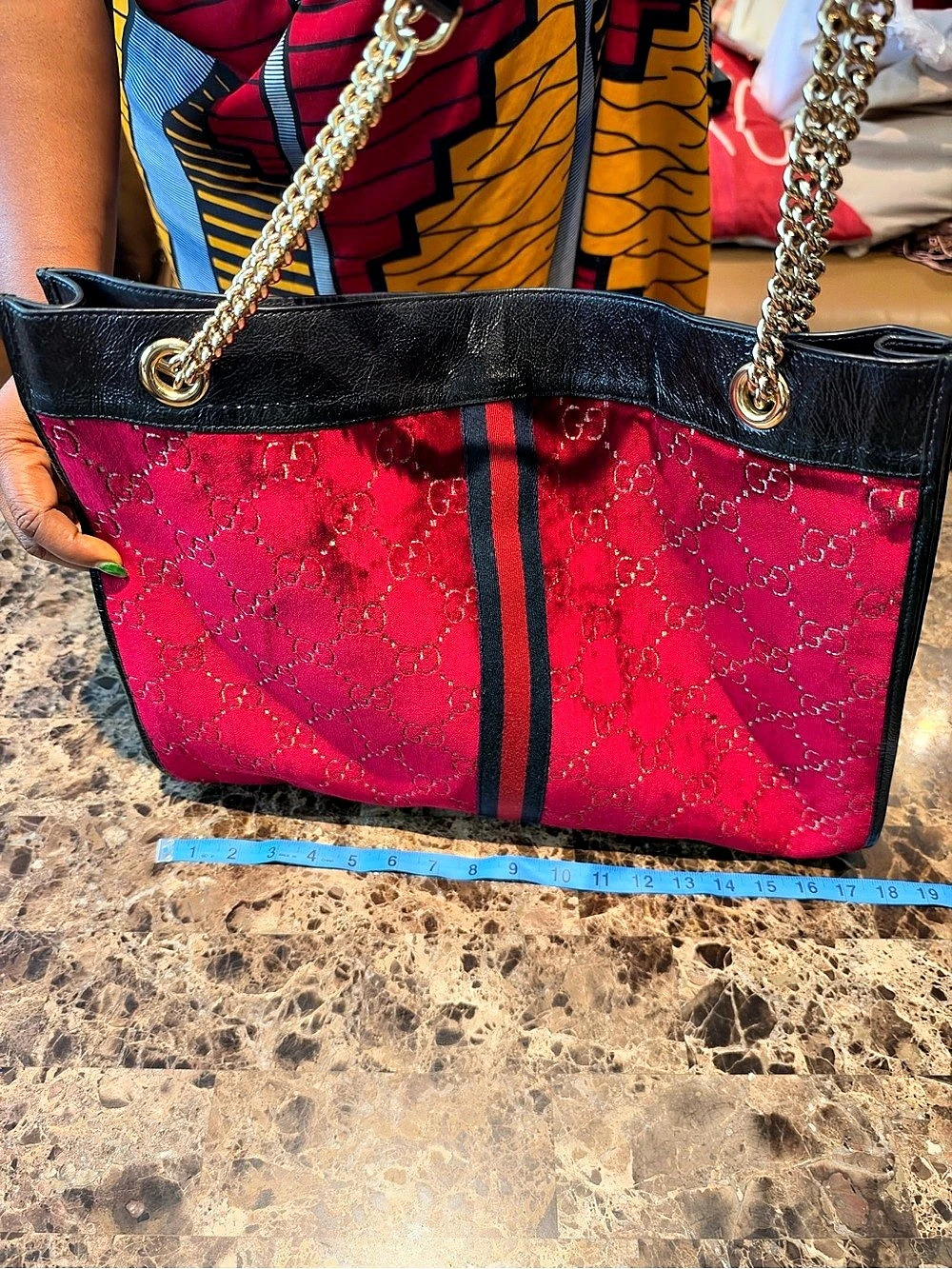 Gucci Rajah Large Tote Bag Red & Black with Pouch - Picture 5 of 16